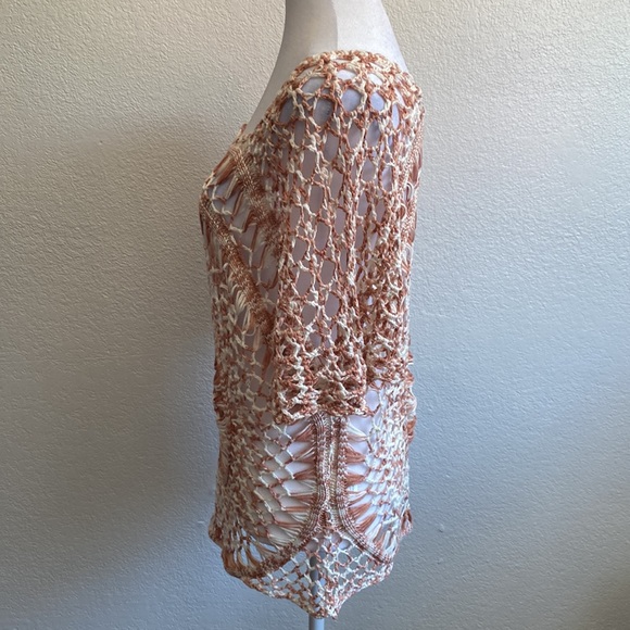 Coco & Carmen Loose Knit Crochet Sweater Top Boho Beach Festival Size M - Picture 3 of 7